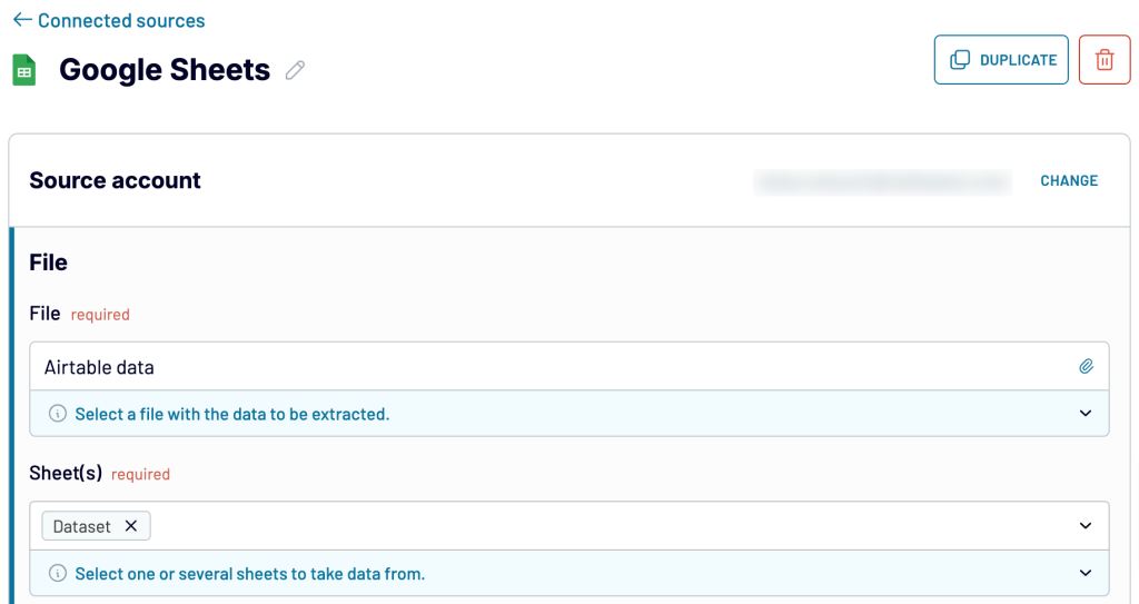 8. Coupler.io Google Sheets source settings