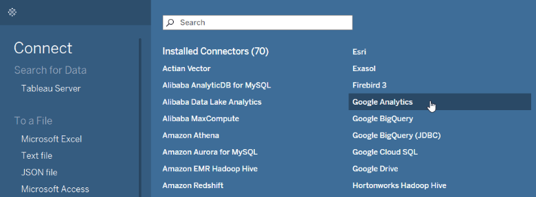 8 Tableau select GA