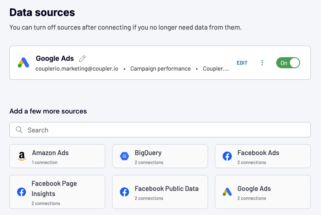 you can add more sources in Coupler.io