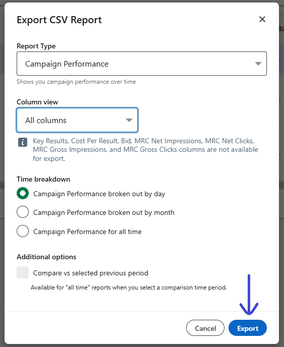 14 Advanced CSV settings in LinkedIn Ads Manager