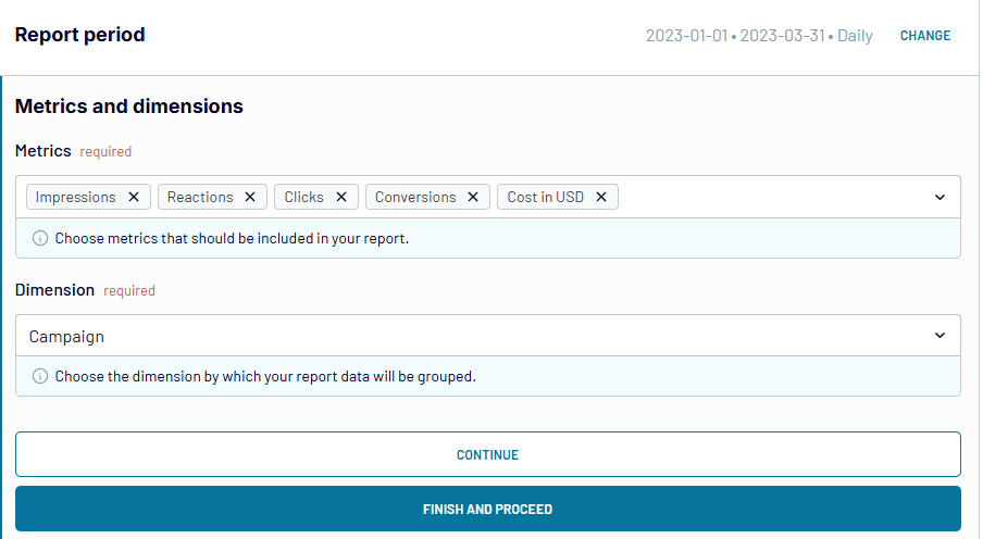 2 Report period settings in Coupler.io