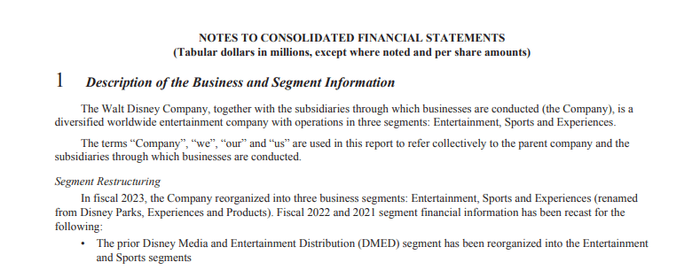 5 Disney notes fin reporting example