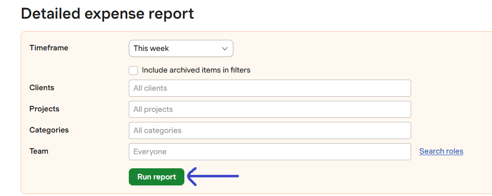 7 Run report in Harvest