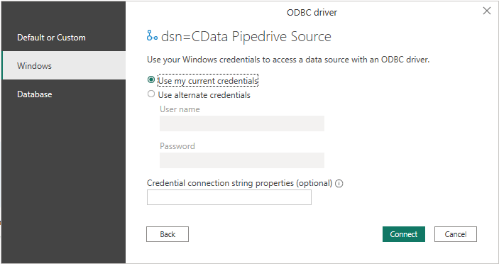 Figure 5.2.4. Selecting Windows credential