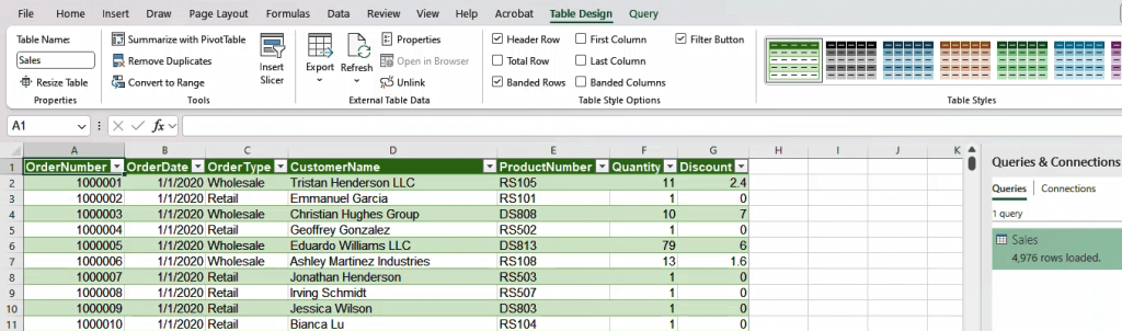 Figure 5.3.4. Final result CSV connector in Excel Power Query