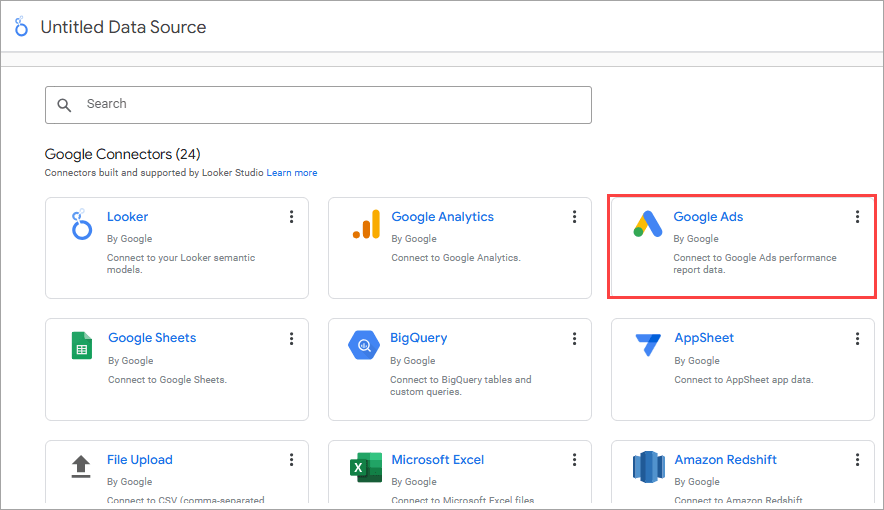 Figure 8.1. Google Ads connector for Looker Studio