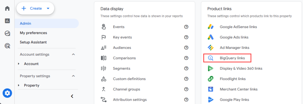 Figure 8.3. Linking GA4 and BigQuery
