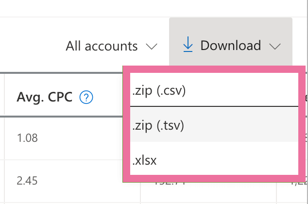 5 download bing ads data to csv
