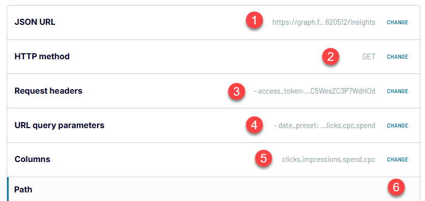 Figure 5. JSON data source setup