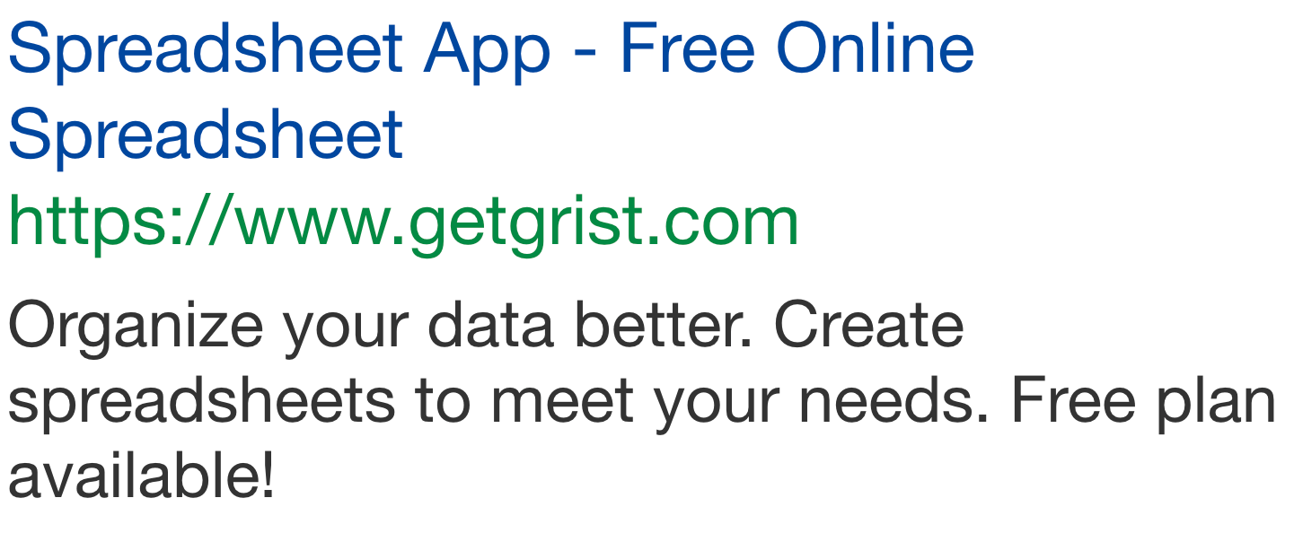 Grist ad on Google Ads