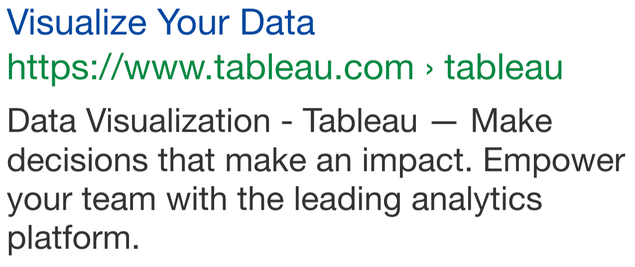 Tableau ad on Google Ads
