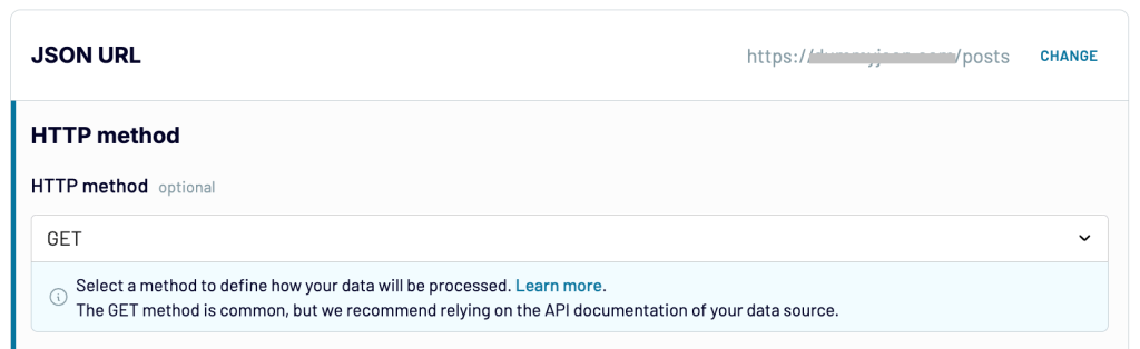 enter json url to import data