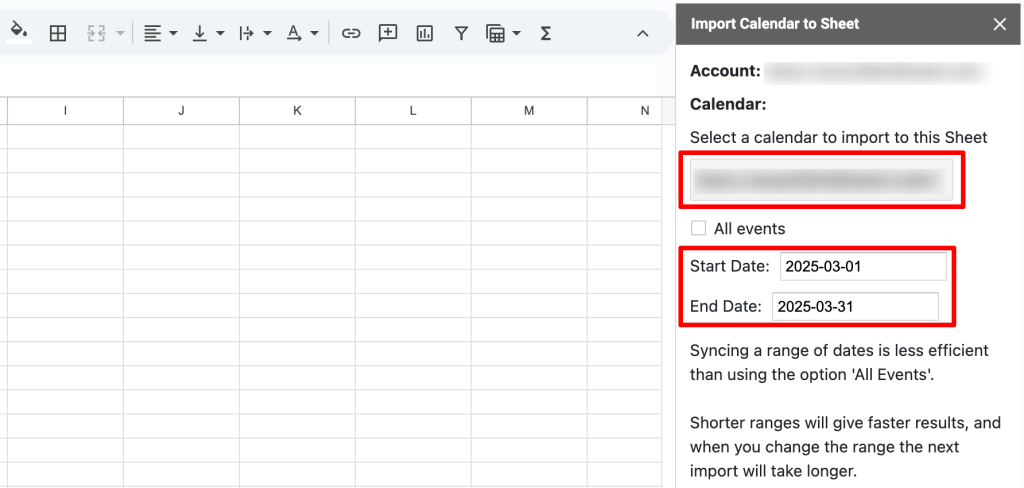 11. Exporting Google Calendar data into Google Sheets with the Sheets2GCal add on