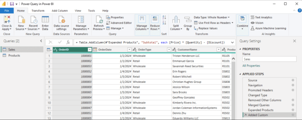 PowerBI interface