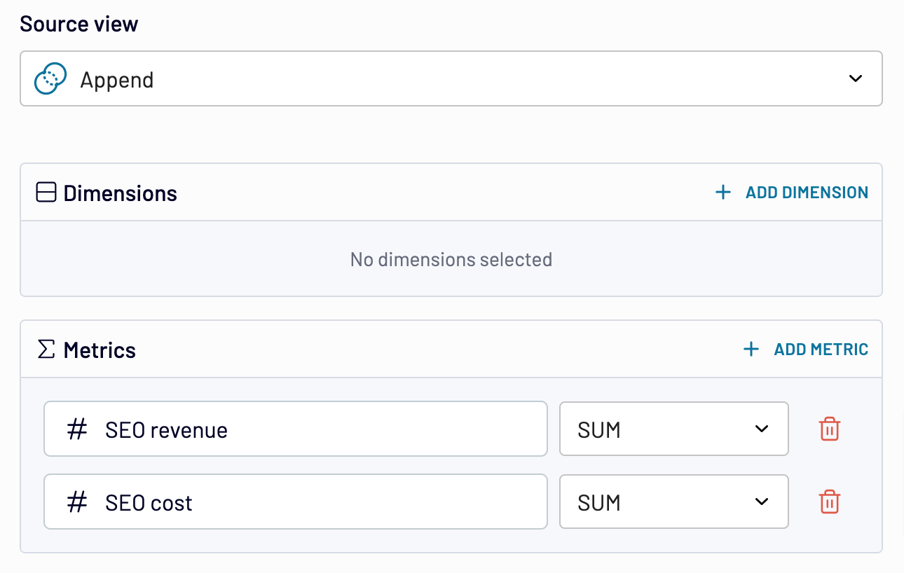 Summing SEO expense numbers alongside revenue data using Aggregate in Coupler.io