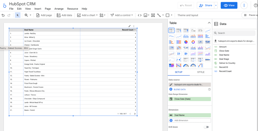LookerStudio interface