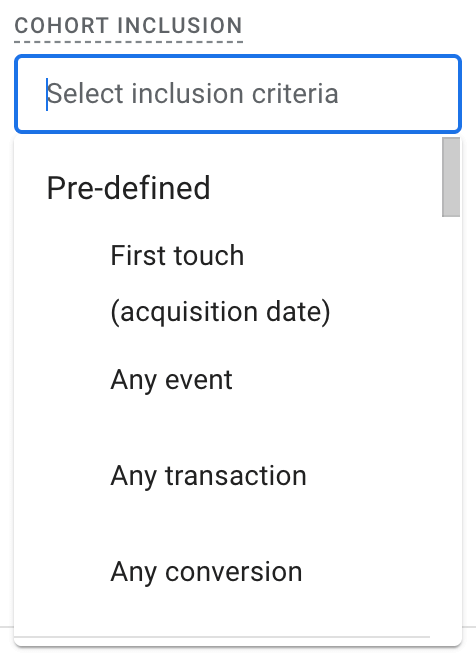 cohort inclusion predefined