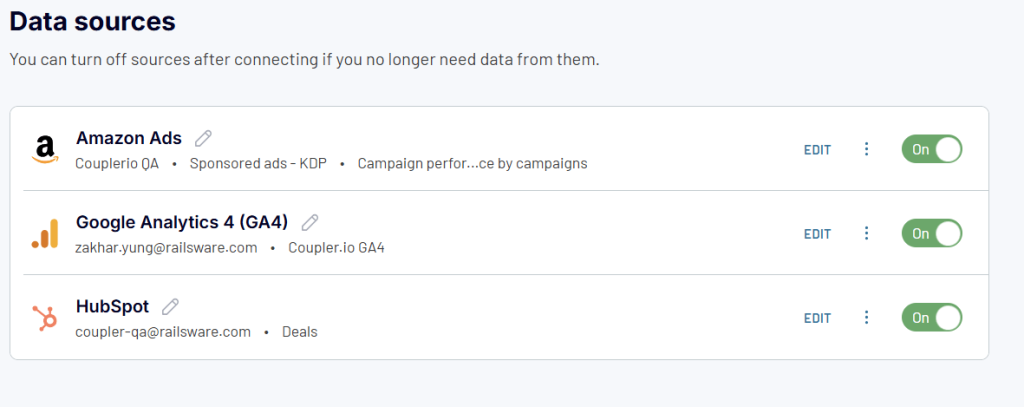 close loop data sources