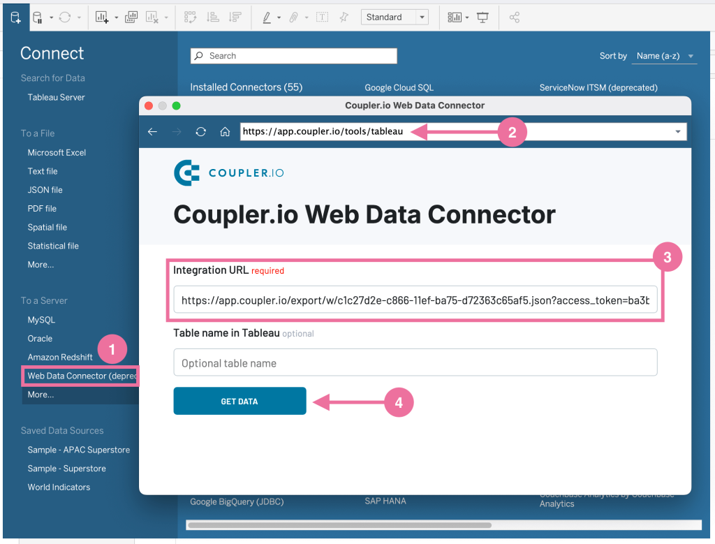 import json to tableau with coupler.io