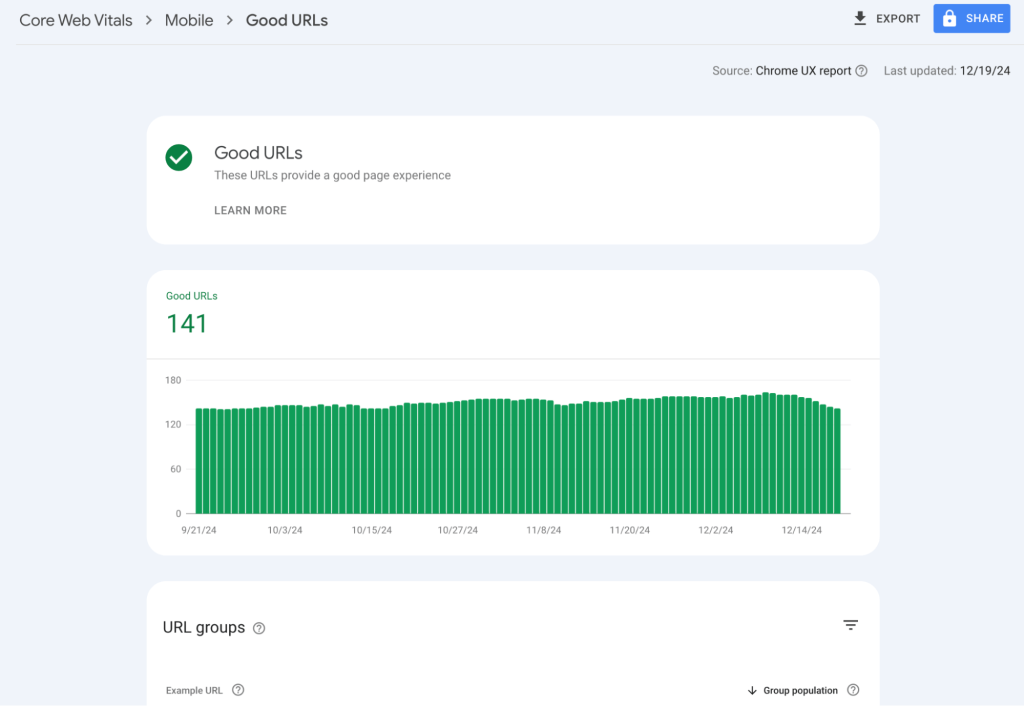 google search console core web vitals