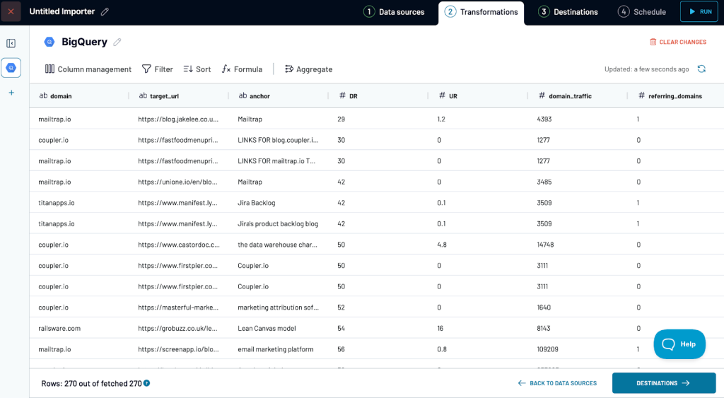 preview and transform data