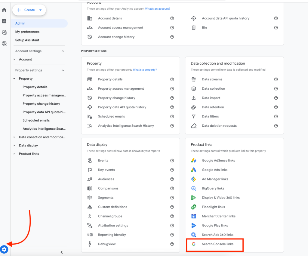 google analytics google search console link data