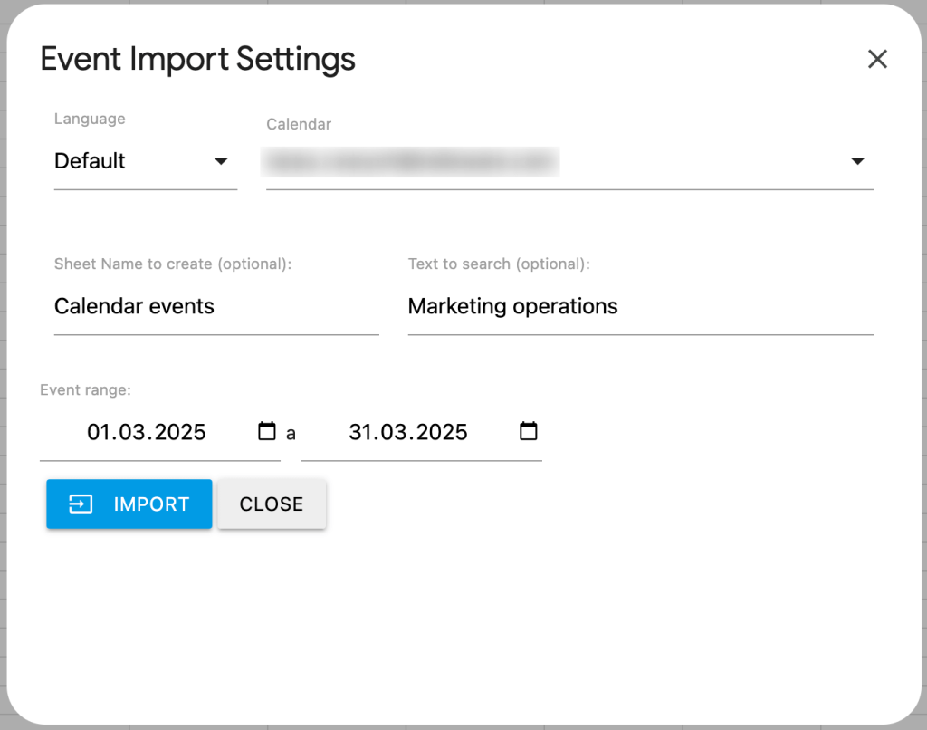 9. Setting up the export of Google Calendar data into Google Sheets using the Calendar to Sheet add on