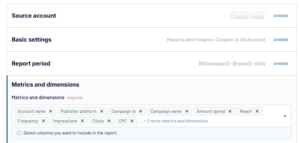 facebook ads source connection