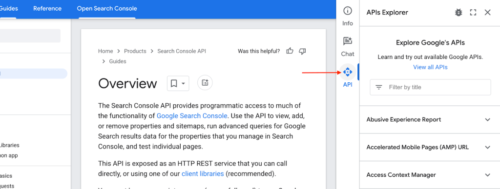 search console api explorer