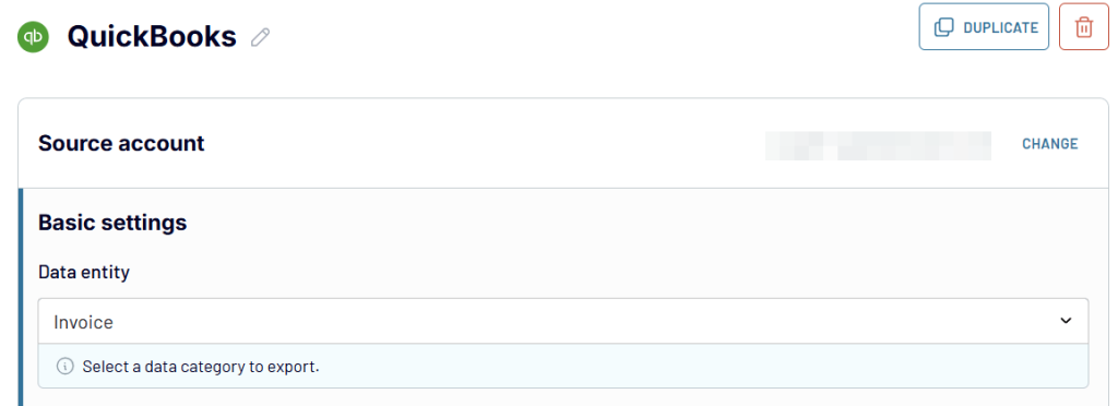 quickbooks source configuration