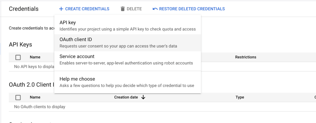 create credentials
