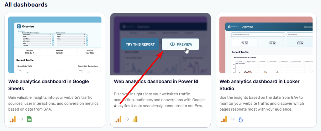 preview dashboard