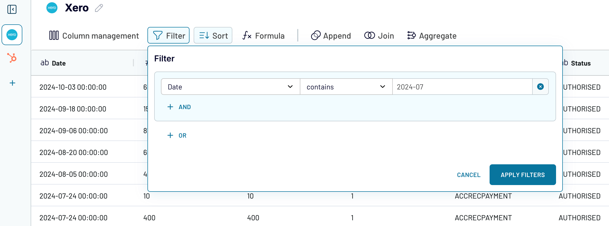 Filtering Xero data with Coupler.io