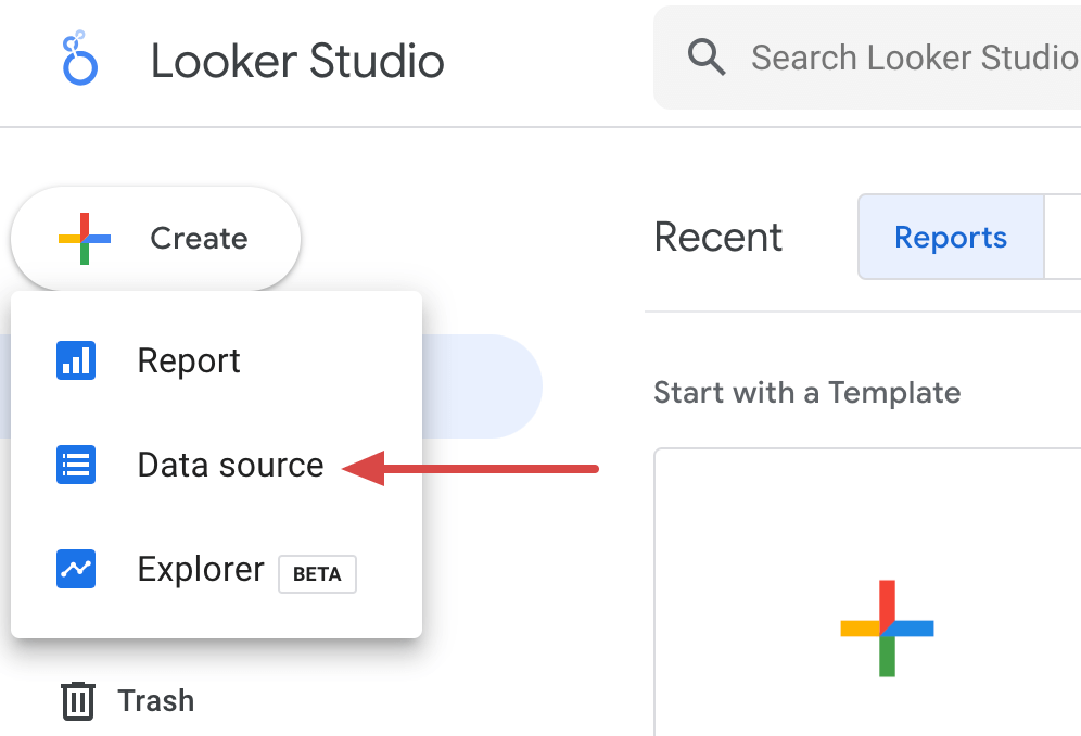 Creating a data source in Looker Studio
