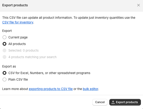 Products Export