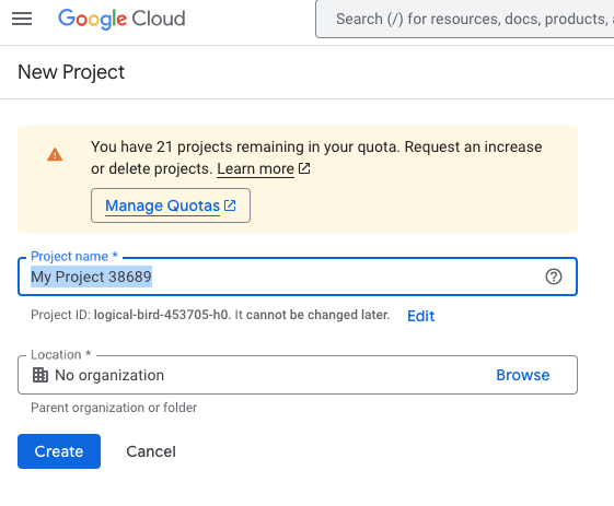 Create project