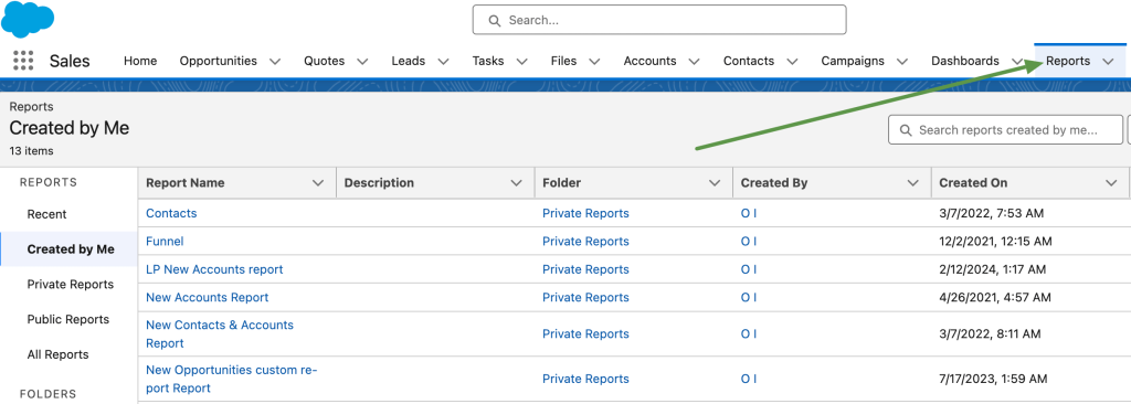 7. Navigating to Reports in Salesforce Lightning