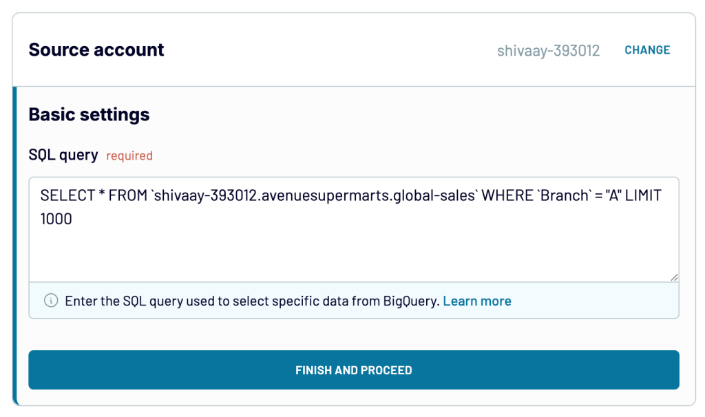 1 bigquery to json connect data source