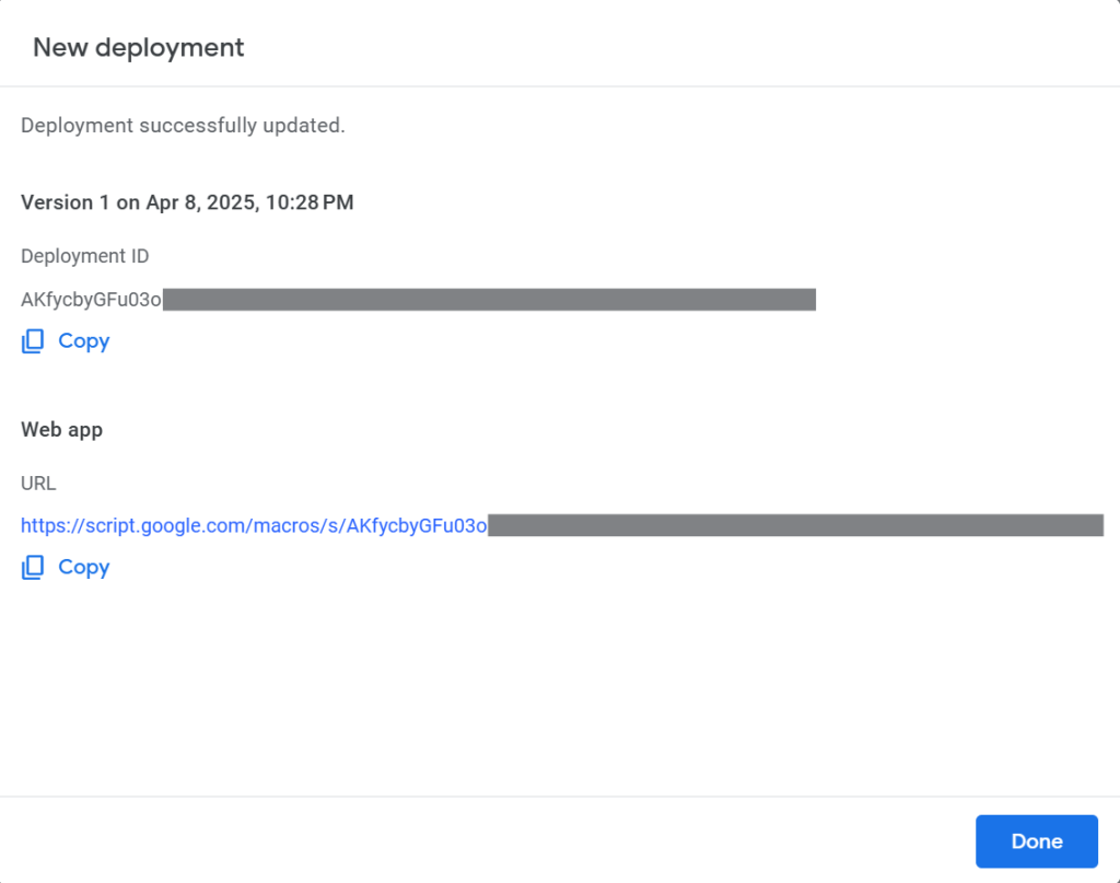 Google Apps Script to JSON URL