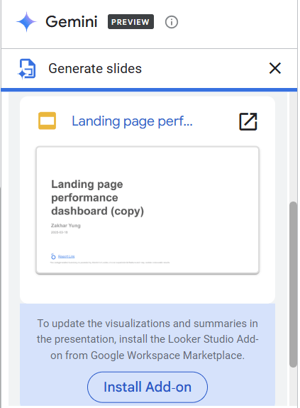 install looker studio add on