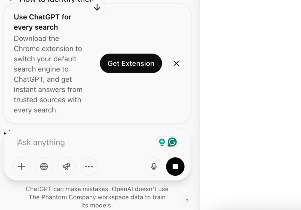 chatgpt chrome extension launch message