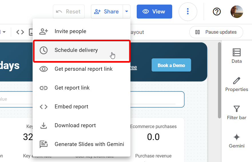 looker studio pro schedule delivery
