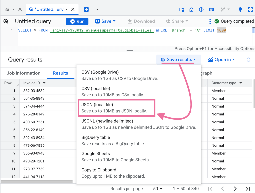 5 export data to json from bigquery