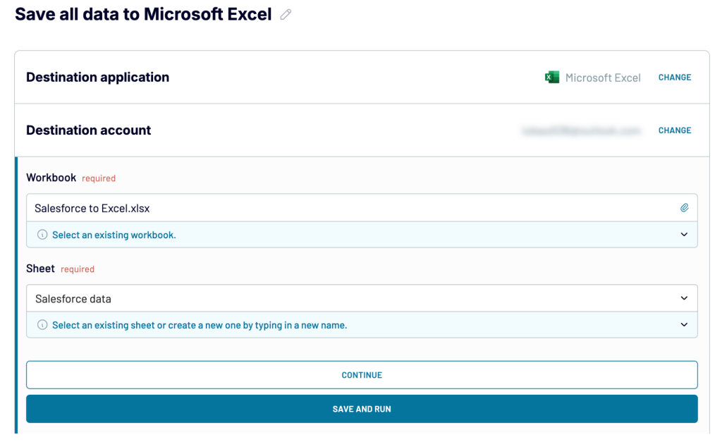 6 salesforce to excel choosing the target excel workbook to import data
