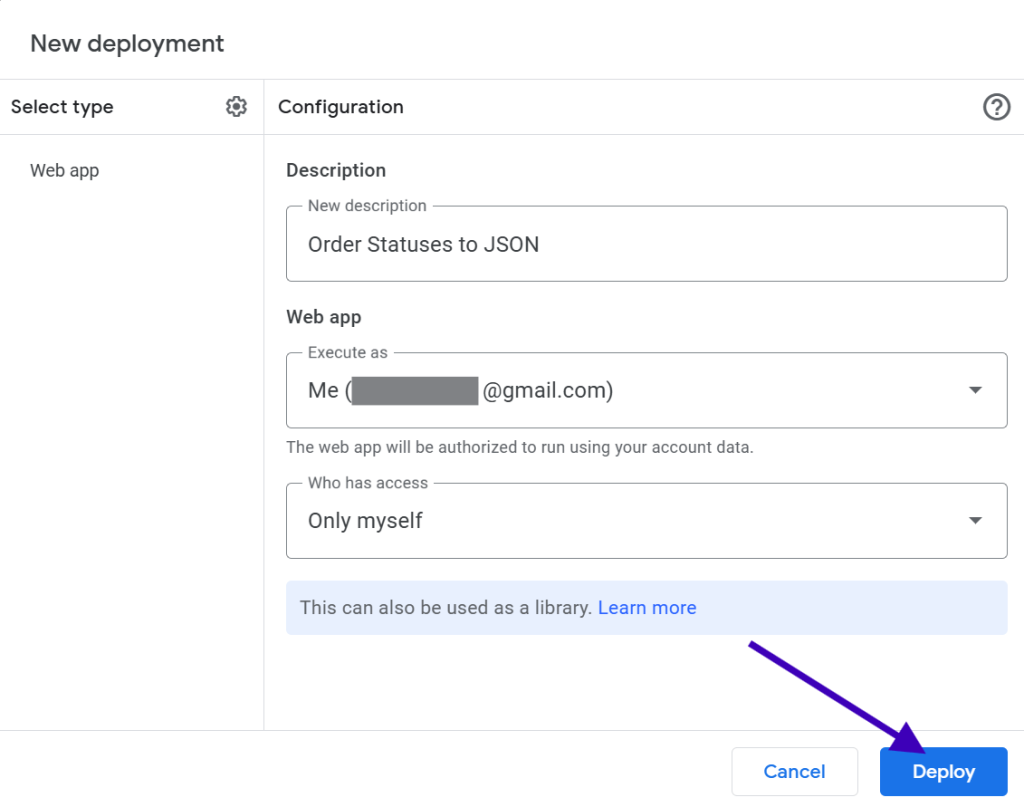 Google Apps Script Web App deployment