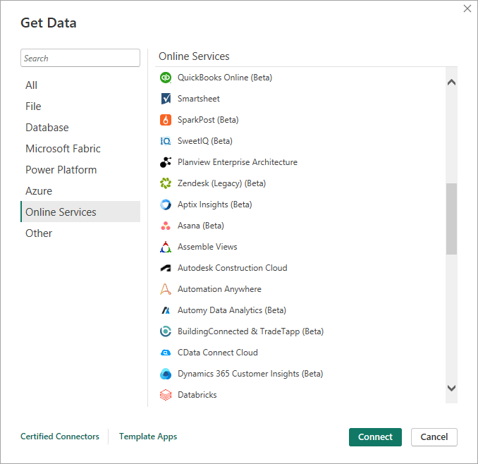 Getting data in Power BI