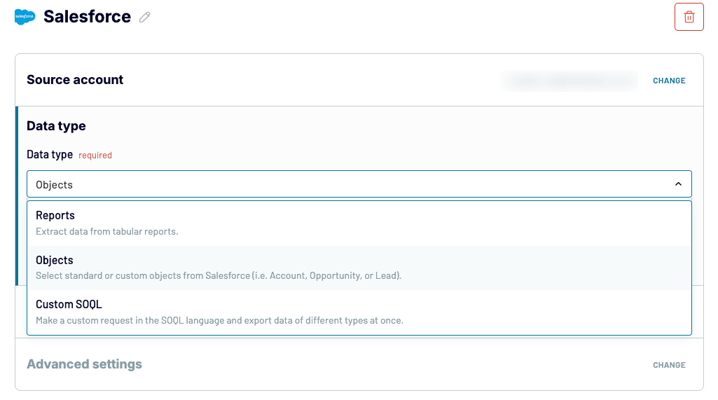 1 salesforce backup choose salesforce data type to backup in coupler