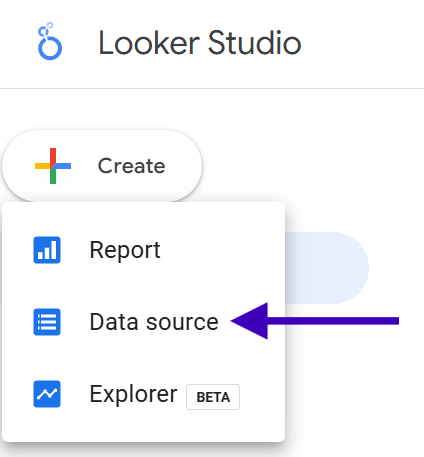 Creating a new data source in Looker Studio