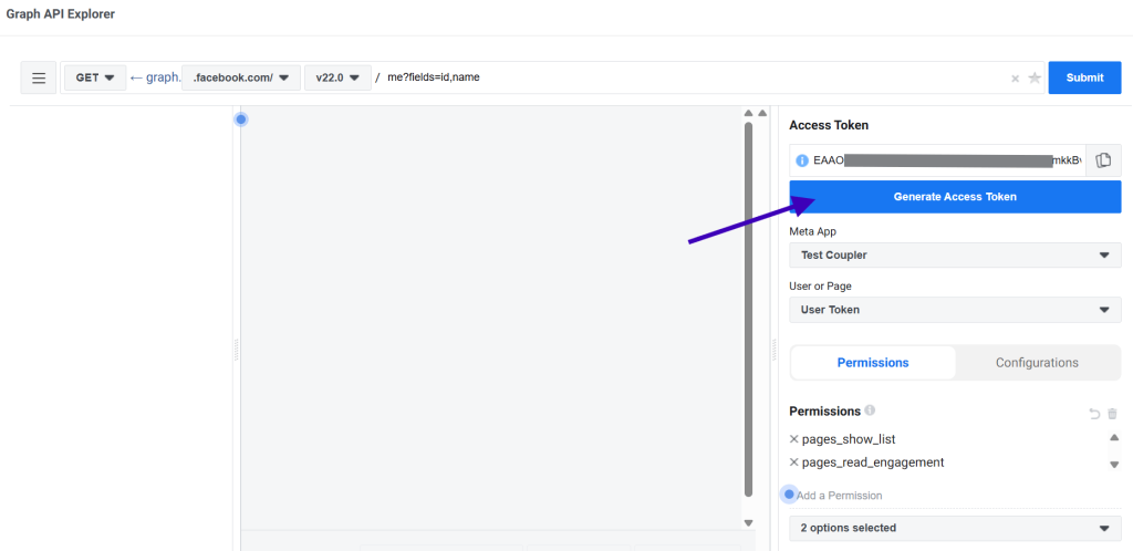 Access token in Graph API Explorer