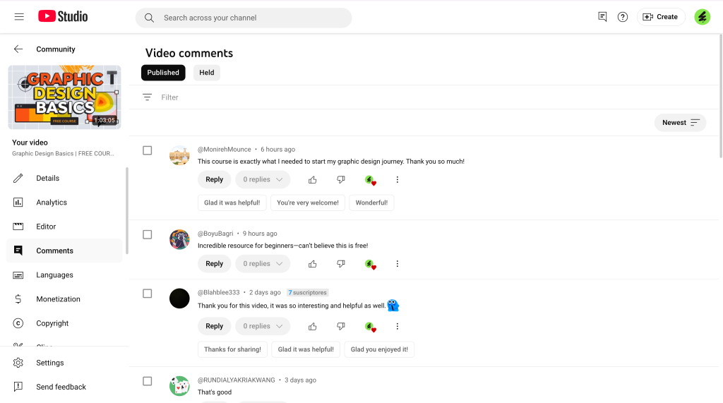 YouTube Studio audience tab